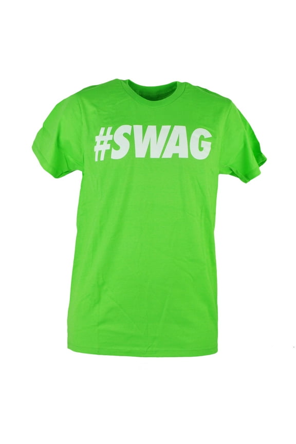 #Swag Swag Lime Green Text Retro Mens Adult Tshirt Tee Small