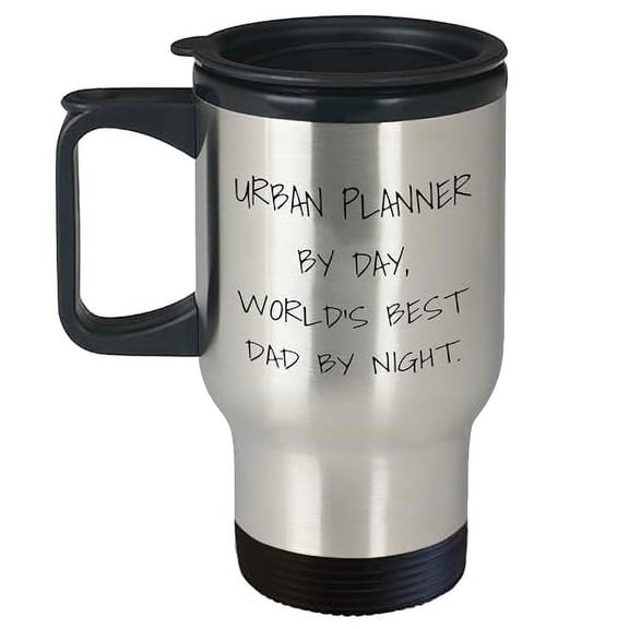Urban Planner by Day, World's Best Dad by Night Funny Travel Mug Gifts for Father's Day - Unique Gifts from Mom to Dad