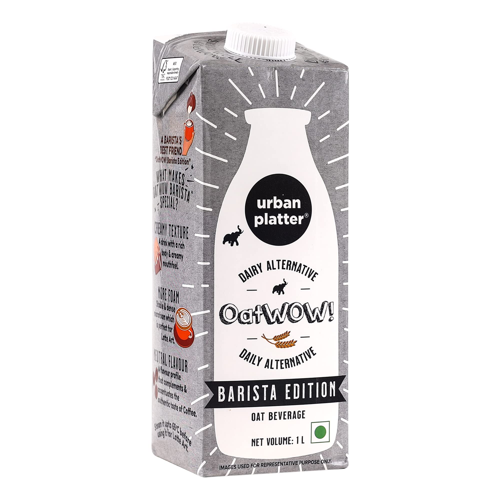 Urban Platter Oatwow Barista Edition Oat Beverage, 1L [PlantBased