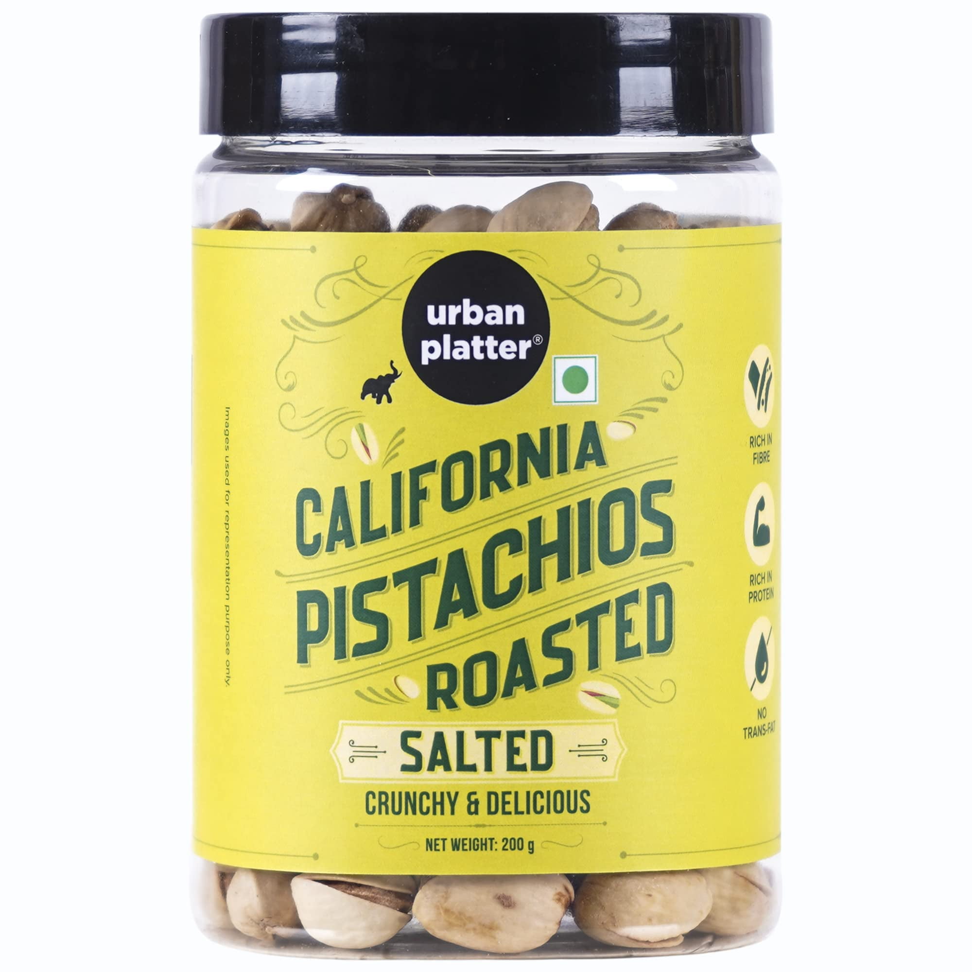 Urban Platter Roasted Salted California Pistachios, 200G [Lightly