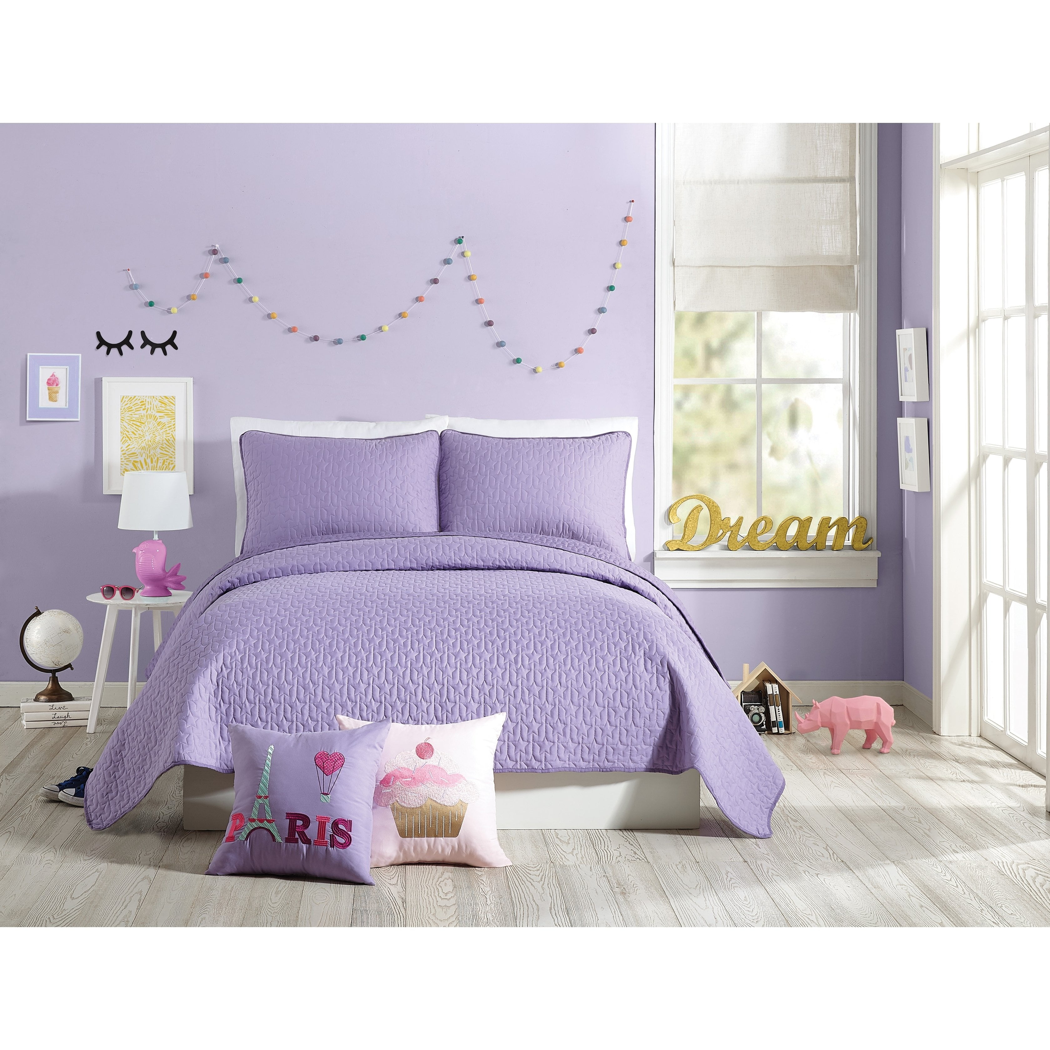 Urban Playground Kids Coty Purple 3-Piece Quilt Set, Full/Queen