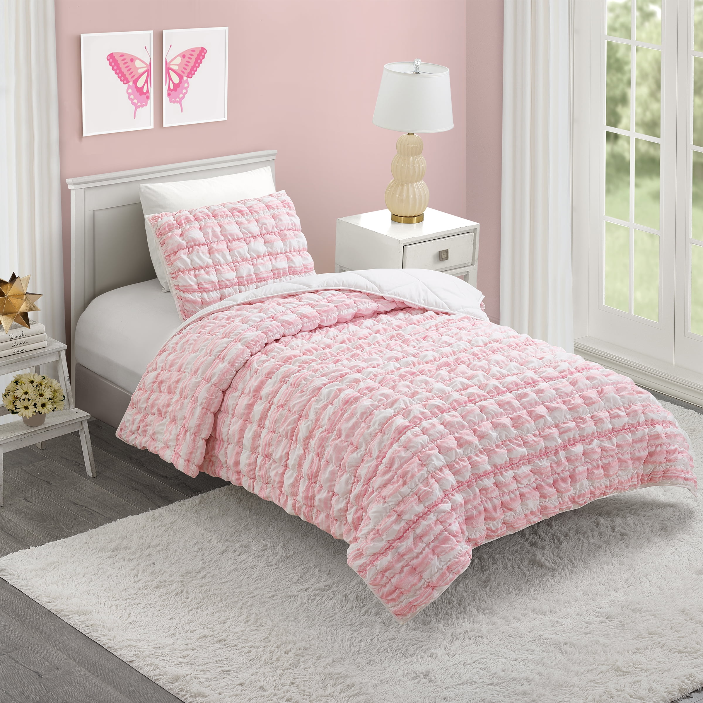 Urban Playground Kids and Teens Dreamy Clouds Marshmallow Pink 2-Piece Printed Quilt Set, Twin/Twin XL