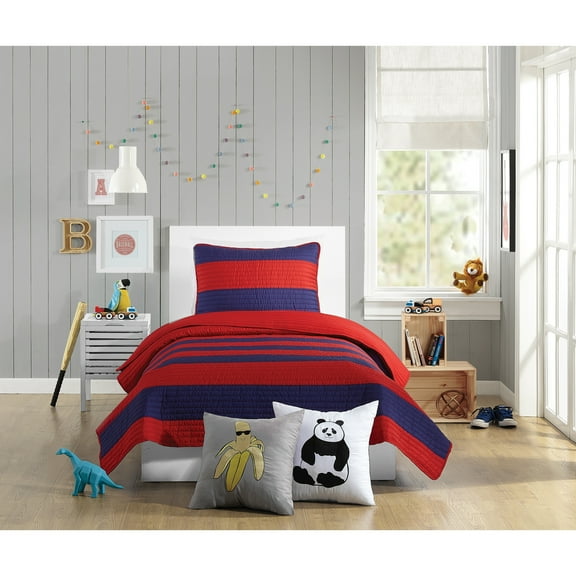 Urban Playground Kids and Teens Lavelle Stripe Red/Blue 2-Piece Quilt Set, Twin
