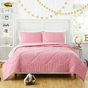 Urban Playground Kids and Teens Olivia Solid Pink 3-Piece Comforter Set, Full/Queen
