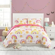 Urban Playground Kids and Teens Rainbows and Suns Pink 2-Piece Comforter Set, Twin/Twin XL