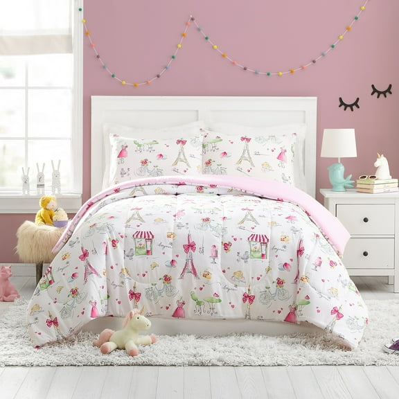 Urban Playground Kids and Teens Pretty in Paris Pink 2-Piece Comforter Set, Twin/Twin XL