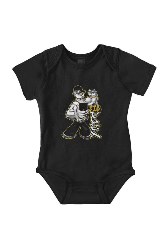 Urban Popeye Big Flex Muscle Selfie Romper Boys or Girls Infant Baby Brisco Brands NB