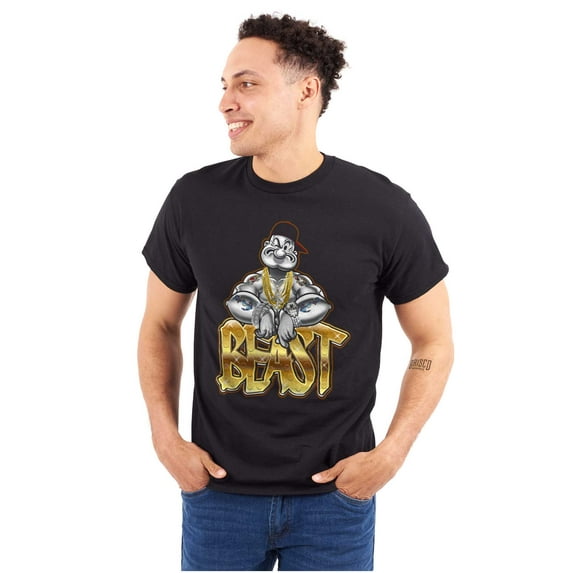 Urban Popeye Bling Beast Cartoon Men's Graphic T Shirt Tees Brisco Brands S