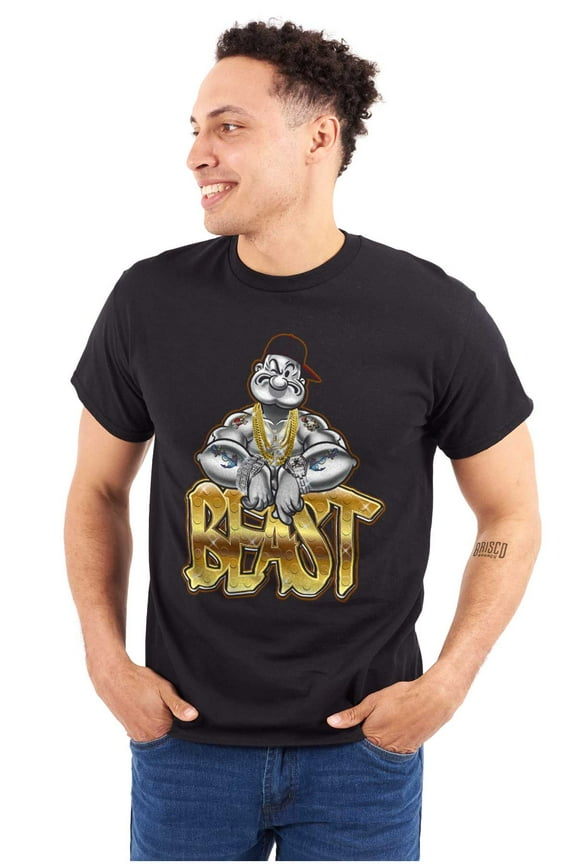 Urban Popeye Bling Beast Cartoon Men's Graphic T Shirt Tees Brisco Brands S