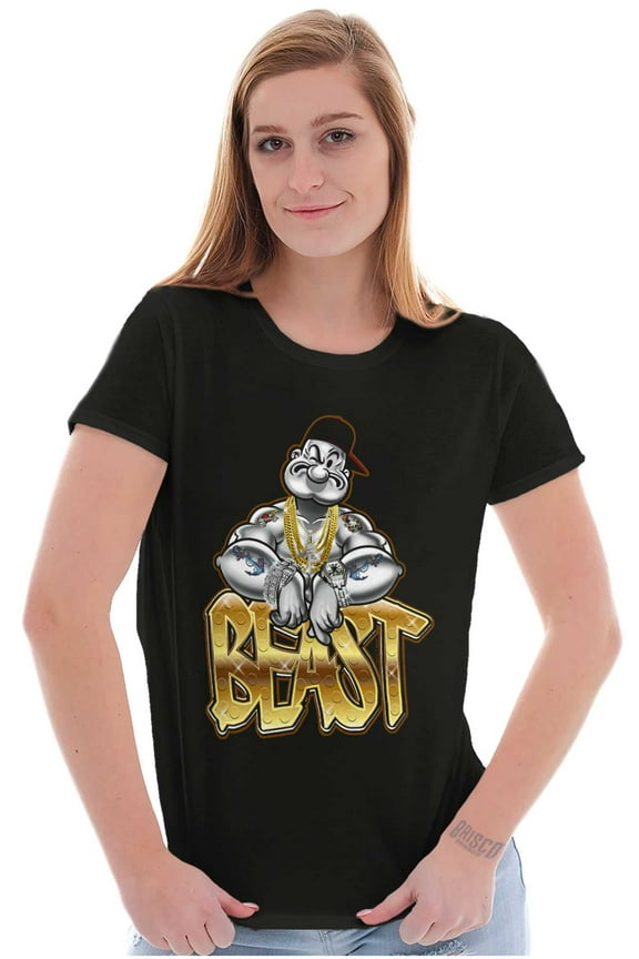 Urban Popeye Bling Beast Cartoon Women's T Shirt Ladies Tee Brisco Brands S