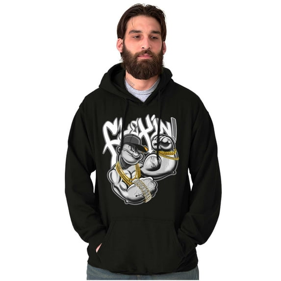 Urban Popeye Bling Muscle Flexin Hoodie Sweatshirt Women Men Brisco Brands S
