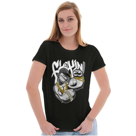 Urban Popeye Bling Muscle Flexin Women's T Shirt Ladies Tee Brisco Brands S