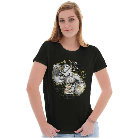 Urban Popeye Bling Paint Splatter Women's T Shirt Ladies Tee Brisco Brands S