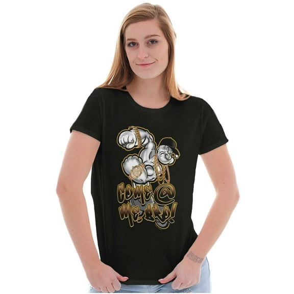 Urban Popeye Come At Me Bro Cartoon Women's T Shirt Ladies Tee Brisco Brands S