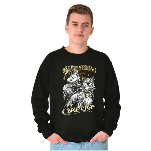 Urban Popeye Dog Only Strong Survive Unisex Plus Fleece Graphic Sweatshirt Brisco Brands 4X