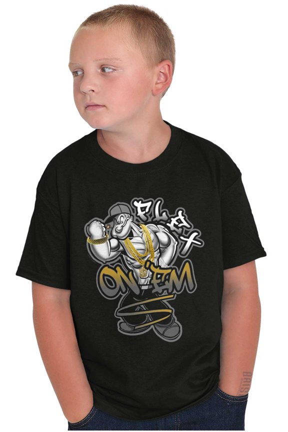 Urban Popeye Drip Flex On Em Cartoon Crewneck T Shirts Boy Girl Teen Brisco Brands X
