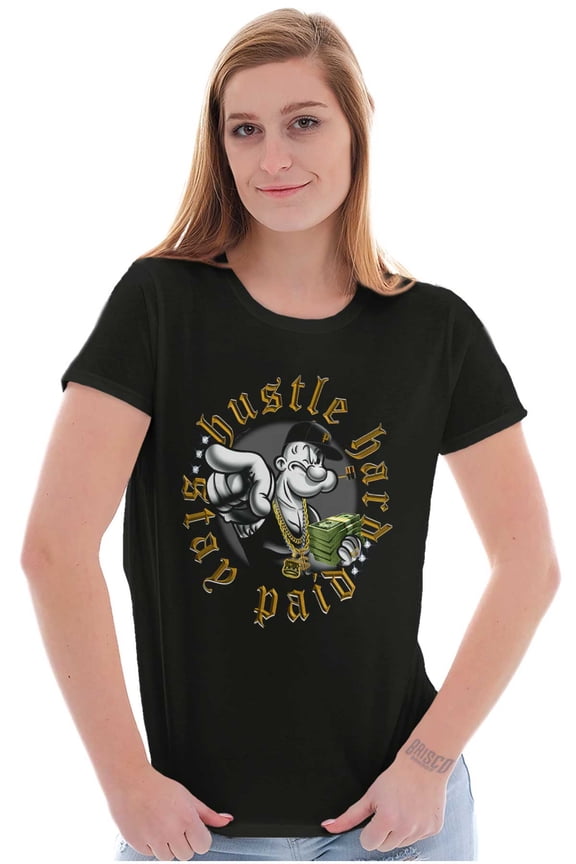 Urban Popeye Hustle Hard Stay Paid Women's T Shirt Ladies Tee Brisco Brands S