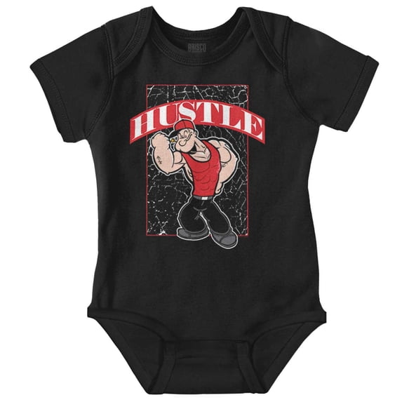 Urban Popeye Hustle Muscle Cartoon Romper Boys or Girls Infant Baby Brisco Brands NB