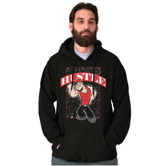 Urban Popeye Hustle Muscle Cartoon Unisex Plus Size Hoodie Brisco Brands 2X