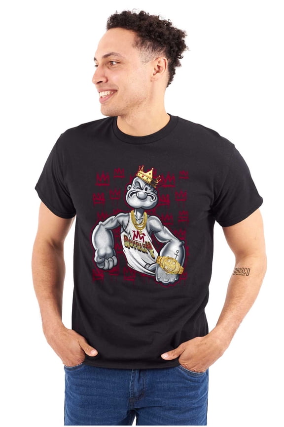 Urban Popeye King Crown Graffiti Men's Graphic T Shirt Tees Brisco Brands S