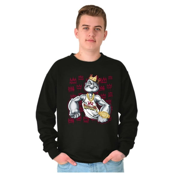 Urban Popeye King Crown Graffiti Unisex Plus Fleece Graphic Sweatshirt Brisco Brands 2X