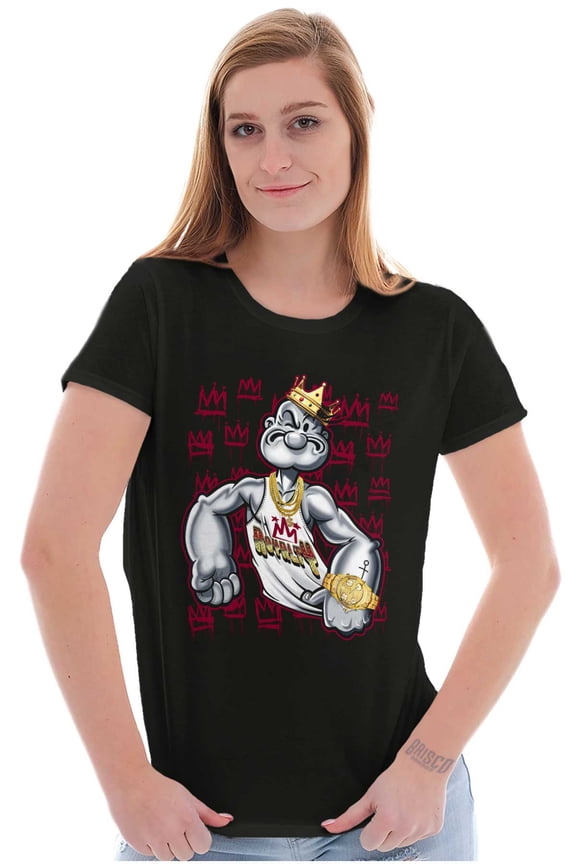 Urban Popeye King Crown Graffiti Women's T Shirt Ladies Tee Brisco Brands S