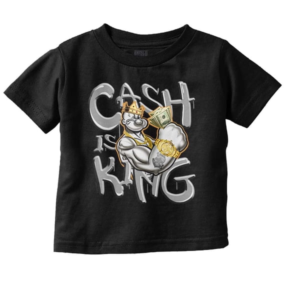 Urban Popeye Money Cash is King Toddler Boy Girl T Shirt Infant Toddler Brisco Brands 12M