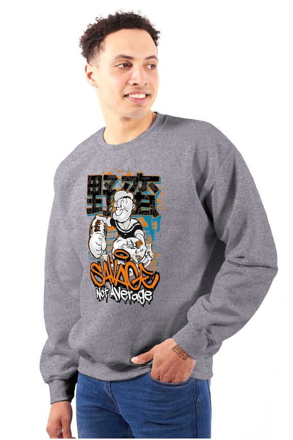 Urban Popeye Savage Not Average Men's Crewneck Sweatshirt Brisco Brands S