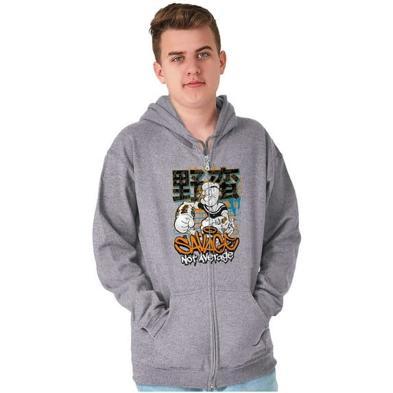 Urban Popeye Savage Not Average Zip Hoodie Sweatshirt Men Brisco Brands S