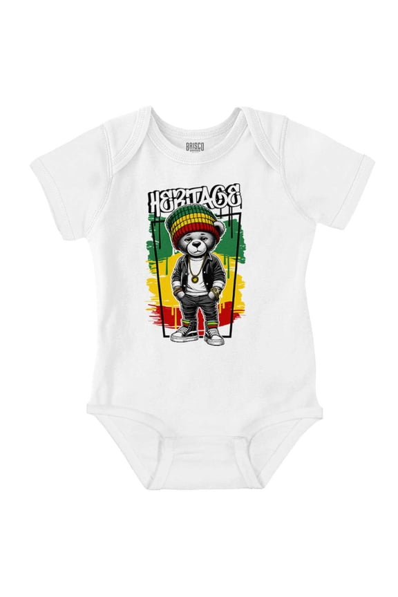 Urban Rastafari Heritage Teddy Bear Romper Boys or Girls Infant Baby Brisco Brands 24M