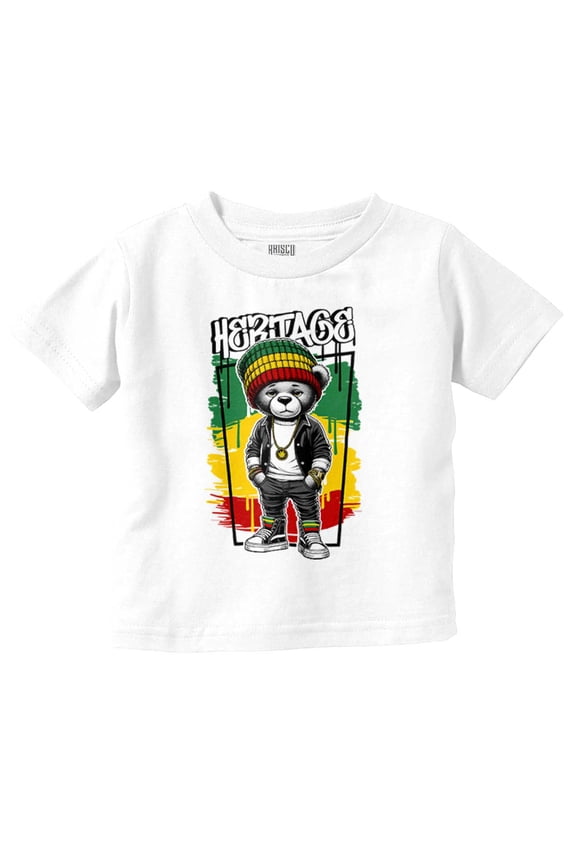 Urban Rastafari Heritage Teddy Bear Toddler Boy Girl T Shirt Infant Toddler Brisco Brands 6M