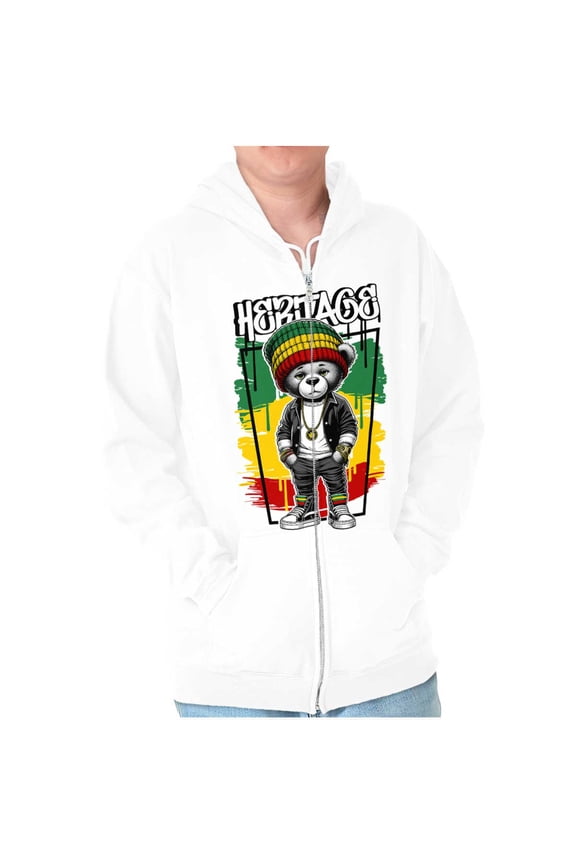 Urban Rastafari Heritage Teddy Bear Zip Up Hoodie Men's Women's Brisco Brands X