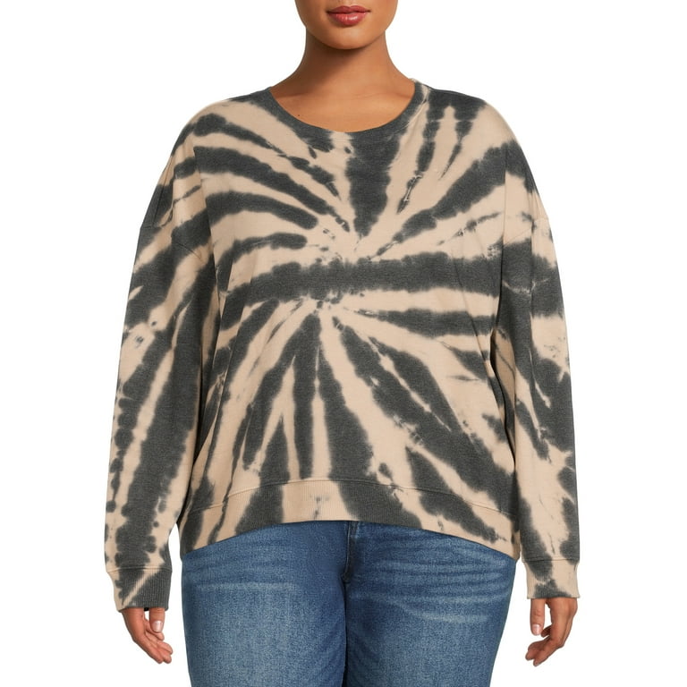 Urban Rebel Juniors' Plus Size Fleece Tie Dye Crewneck Sweatshirt