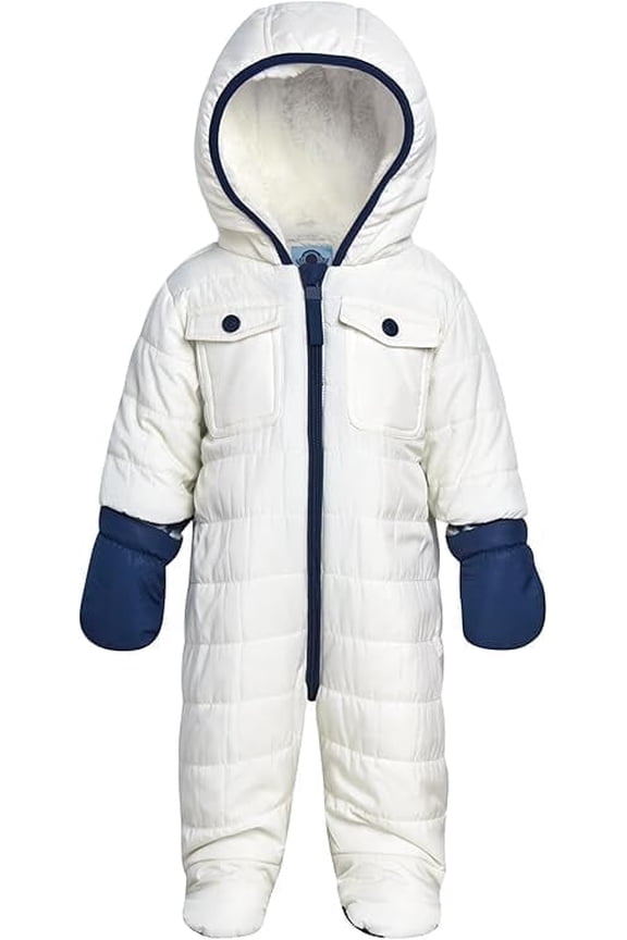Baby Boys Snowsuit Full Sherpa Fleece Lined Infant Pram Quilted Baby Winter Suit (3M-9M)