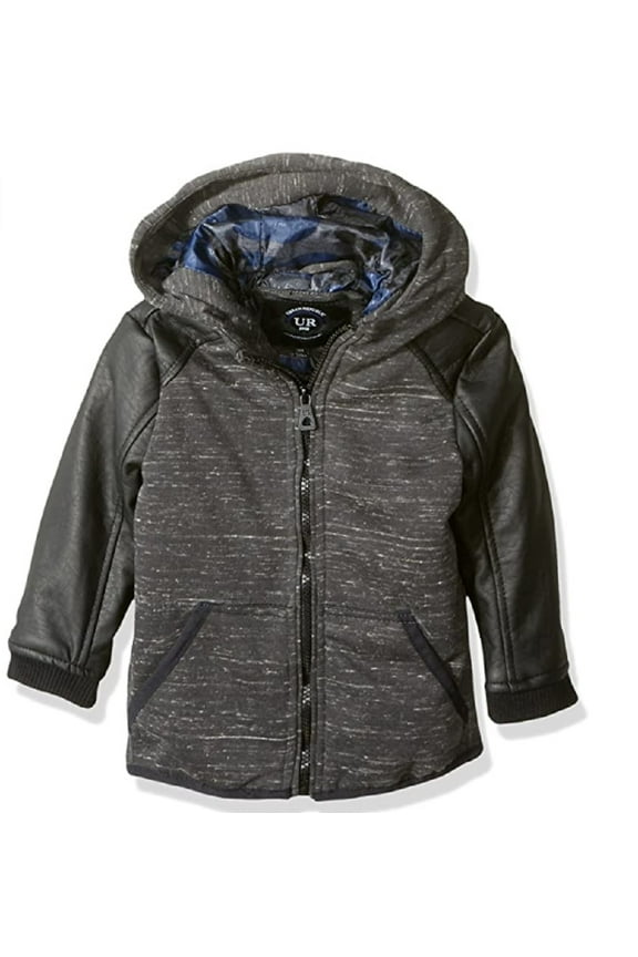 Boys' Jersey Melange with Faux Leather Sleeves - Charcoal (10/12)