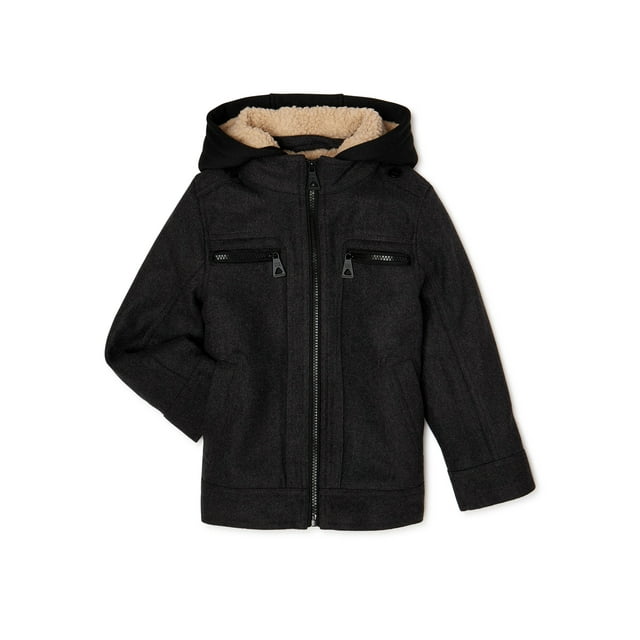 Urban Republic Boys Officer Jacket with Faux Sherpa Hood & Lining, Sizes 4-20