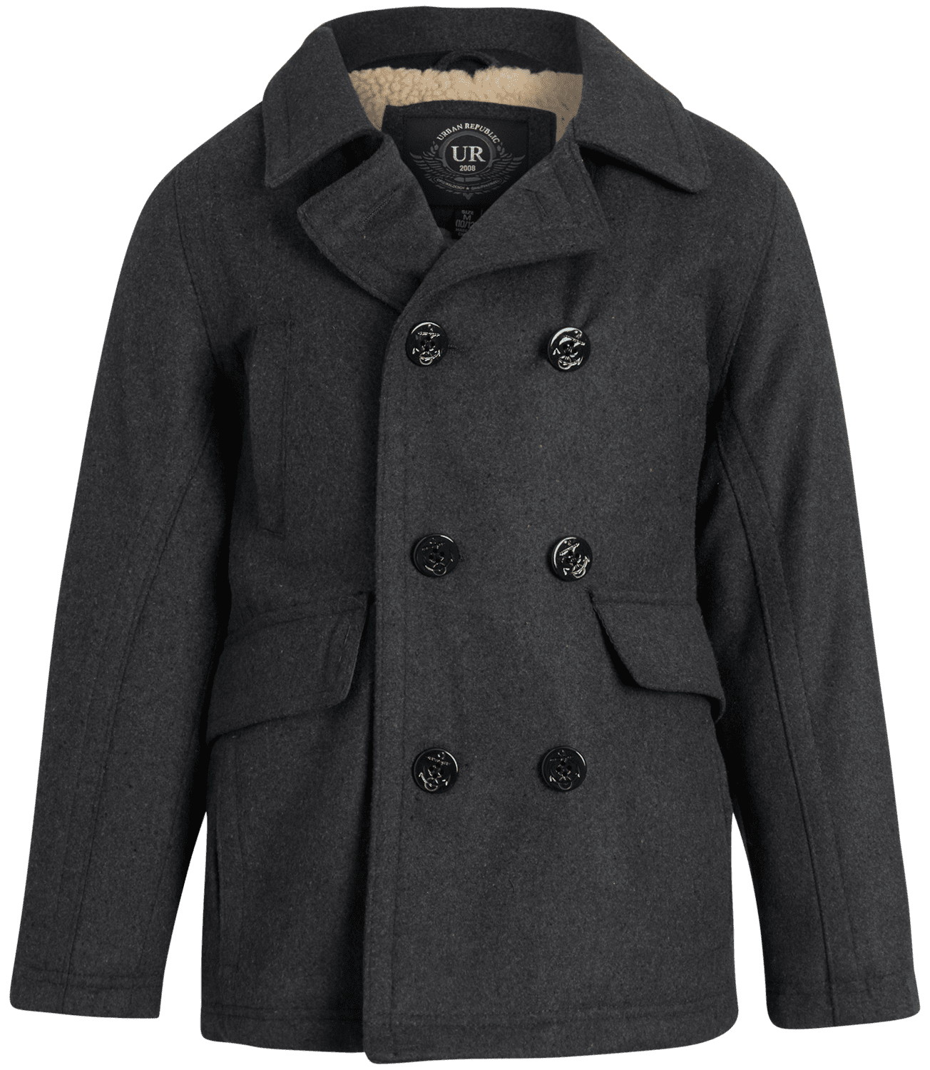 Urban Republic Boys' Wool Blend Peacoat with Faux-Fur Lining Urban Republic Boys' Wool Blend Peacoat with Faux-Fur Lining