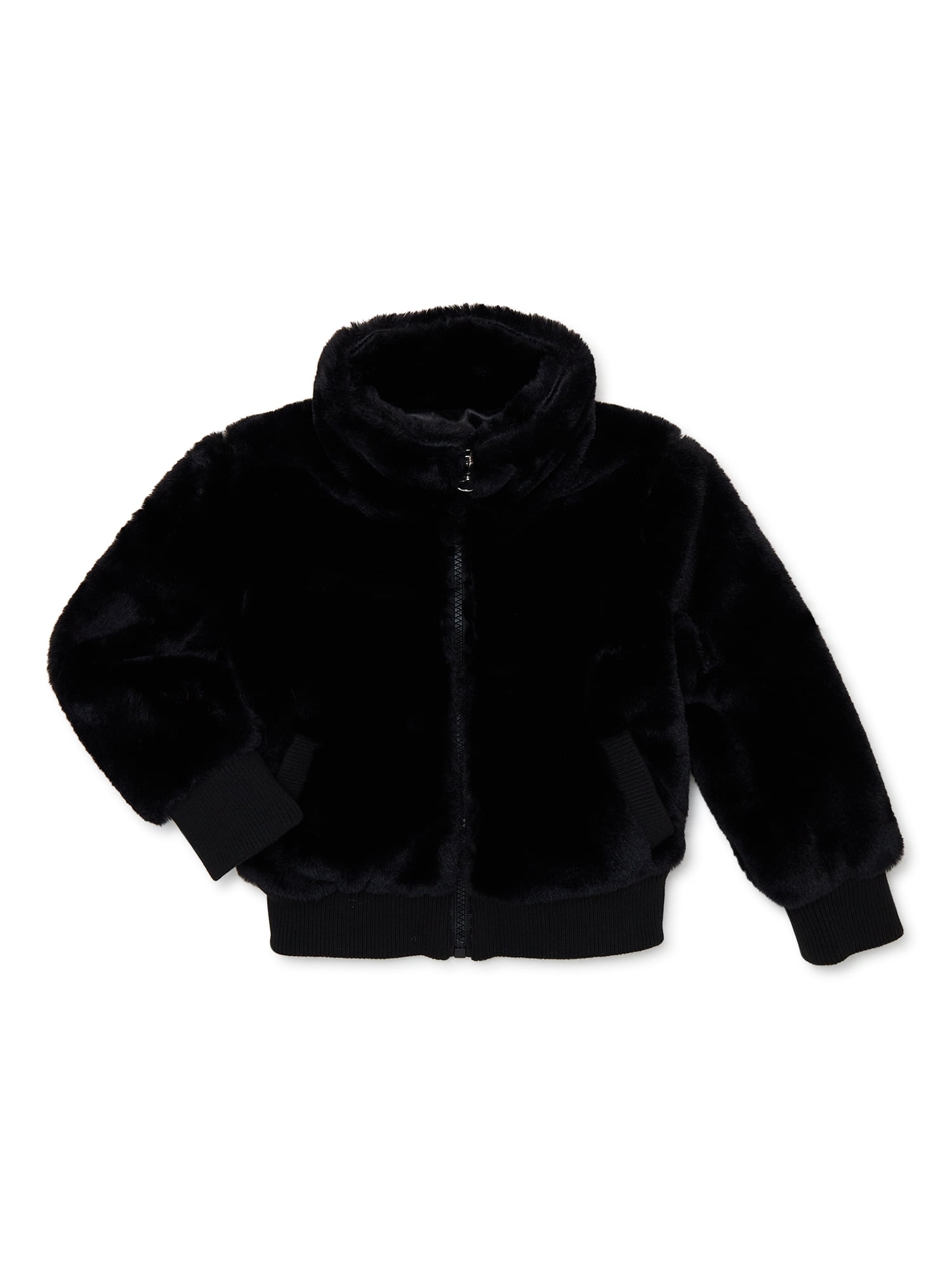 Girls faux clearance fur bomber jacket
