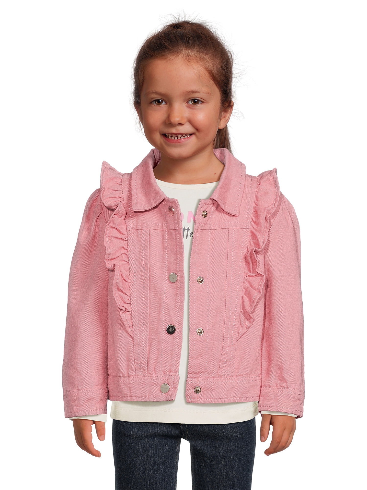 Nannette Kids 100% Cotton Girls Green & Pink Button Front Snaps Jacket ...