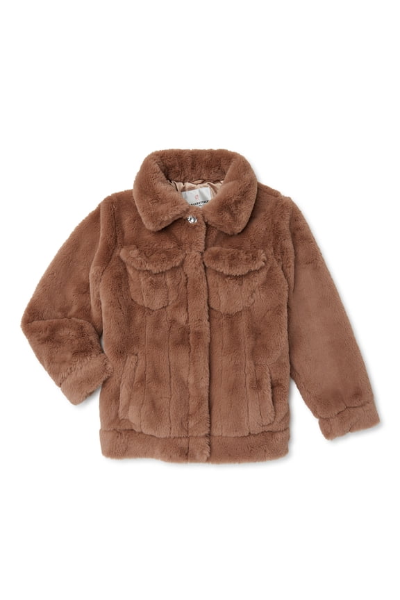 Toddler Girls Faux Fur Snap Jacket, Sizes 12M-5T