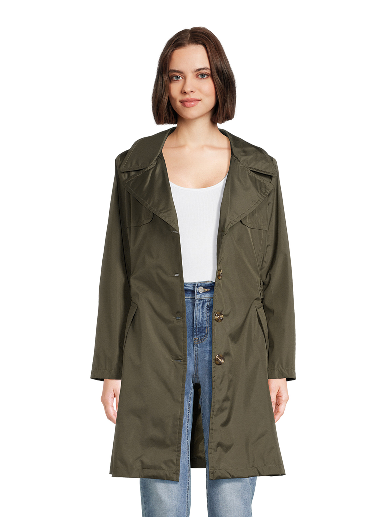 Urban Republic Women's Poly-Techno Hooded Trench Coat, Sizes S-XL ...