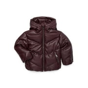 Urban Republic Toddler Girl Faux Leather Hooded Puffer Jacket, Sizes 2T-4T