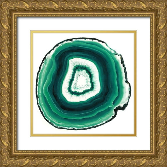 Urban Road 12x12 Gold Ornate Wood Framed with Double Matting Museum Art Print Titled - Agate Slice Green