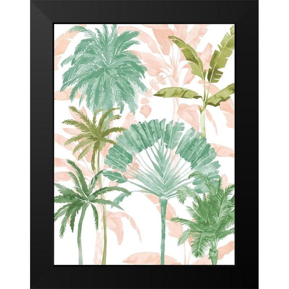Urban Road 12x14 Black Modern Framed Museum Art Print Titled - Exotic Palms II Poster