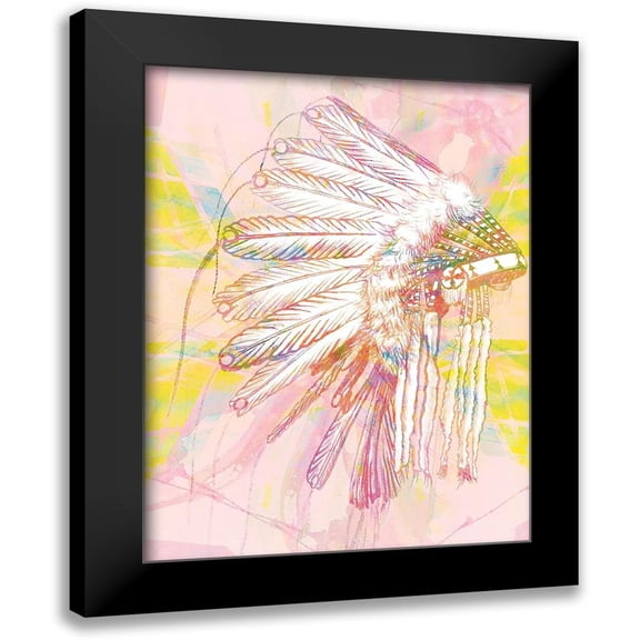 Urban Road 12x14 Black Modern Framed Museum Art Print Titled - Indian War Bonnet Pink