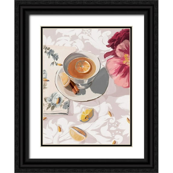 Urban Road 12x14 Black Ornate Wood Framed with Double Matting Museum Art Print Titled - A Cup of Tea