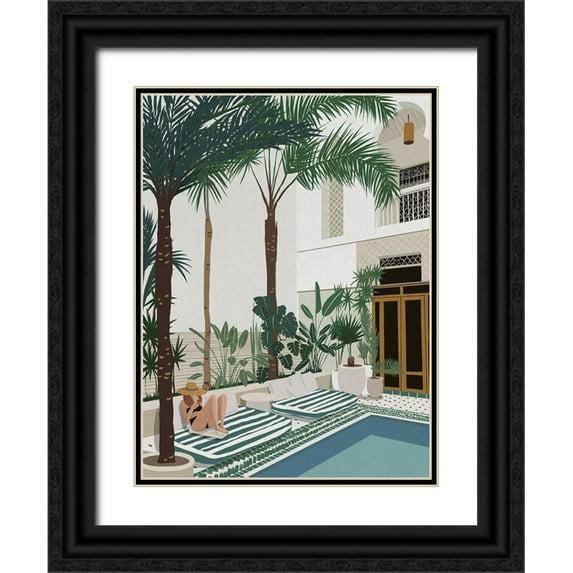 Urban Road 12x14 Black Ornate Wood Framed with Double Matting Museum Art Print Titled - Vacationing Veronica