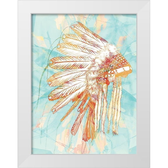 Urban Road 12x14 White Modern Wood Framed Museum Art Print Titled - Indian War Bonnet Blue