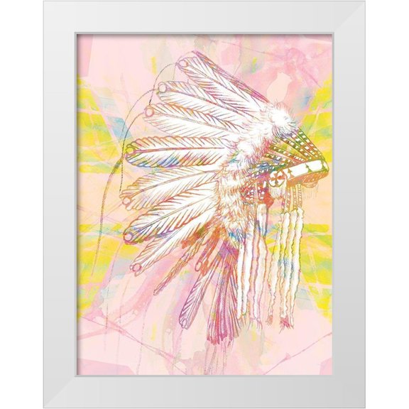Urban Road 12x14 White Modern Wood Framed Museum Art Print Titled - Indian War Bonnet Pink