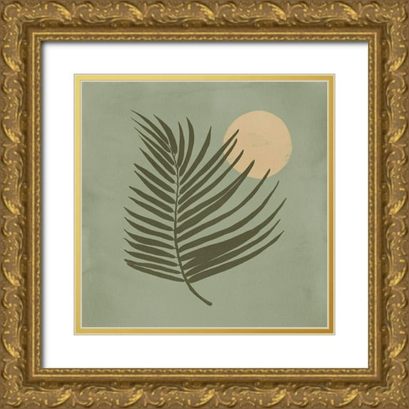 Urban Road 15x15 Gold Ornate Wood Framed with Double Matting Museum Art Print Titled - Sunrise Palm Green